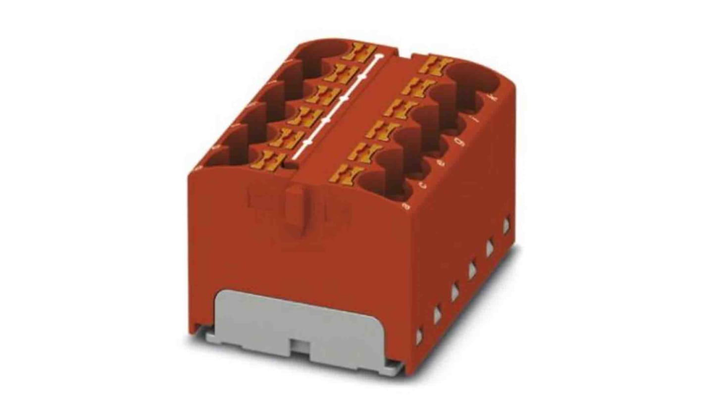 Phoenix Contact Distribution Block, 12 Way, 0.2 → 6mm², 32A, 450 V, Red