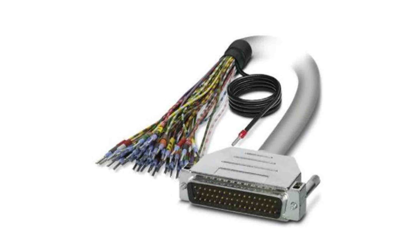 Cable serie Phoenix Contact D50SUB, long. 1m, color Gris, con. A: Sub-D de 50 contactos Macho, con. B: Sin terminación