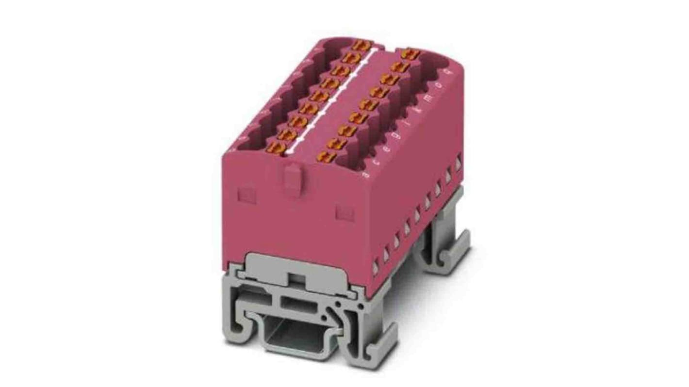 Phoenix Contact Distribution Block, 18 Way, 2.5mm², 17.5A, 500 V, Pink