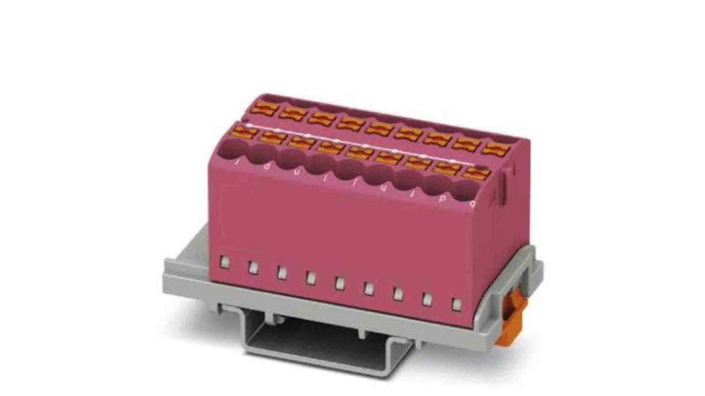 Phoenix Contact Distribution Block, 18 Way, 4mm², 24A, 690 V, Pink