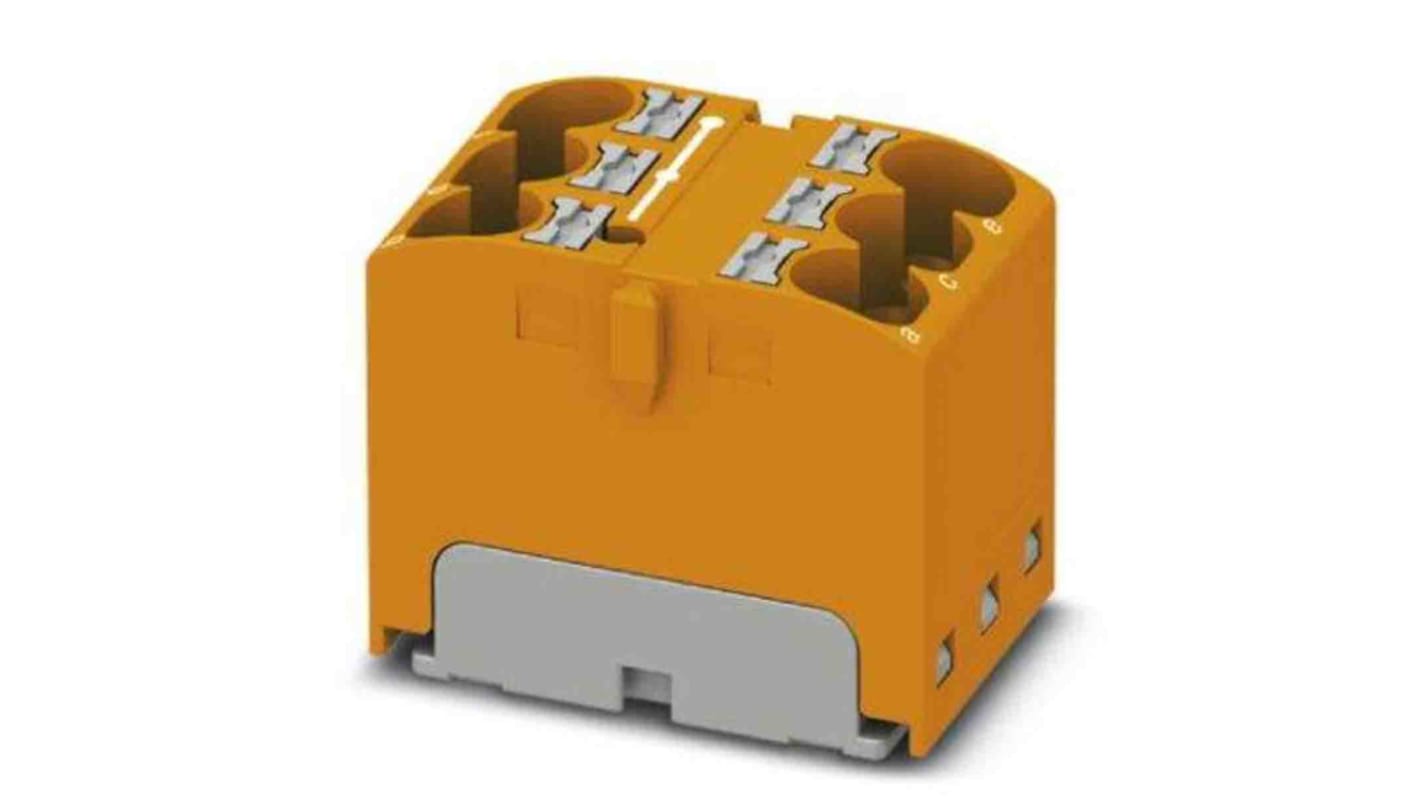 Phoenix Contact Distribution Block, 6 Way, 6mm², 32A, 450 V, Orange