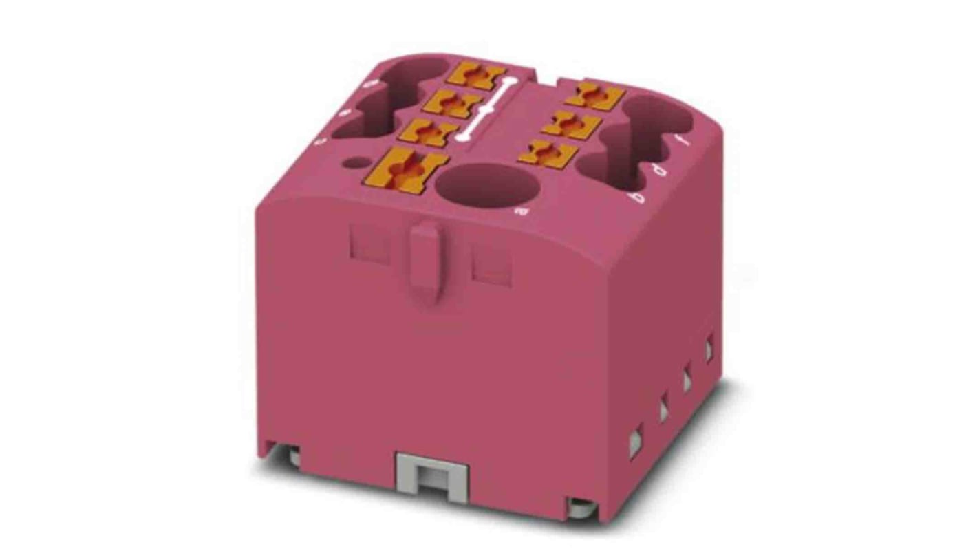 Phoenix Contact Distribution Block, 7 Way, 4mm², 24A, 450 V, Pink