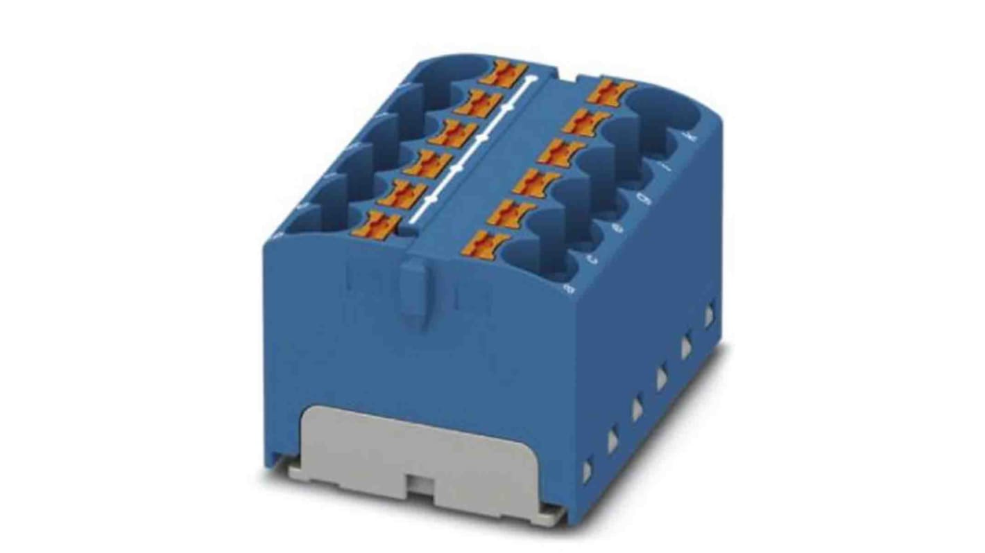 Phoenix Contact Distribution Block, 12 Way, 0.2 → 6mm², 32A, 450 V, Blue