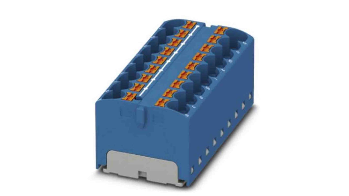 Bloc de distribution Phoenix Contact 18 voies, raccordement Enfichable, section de fils 24 à 10 AWG, 32A, 450 V