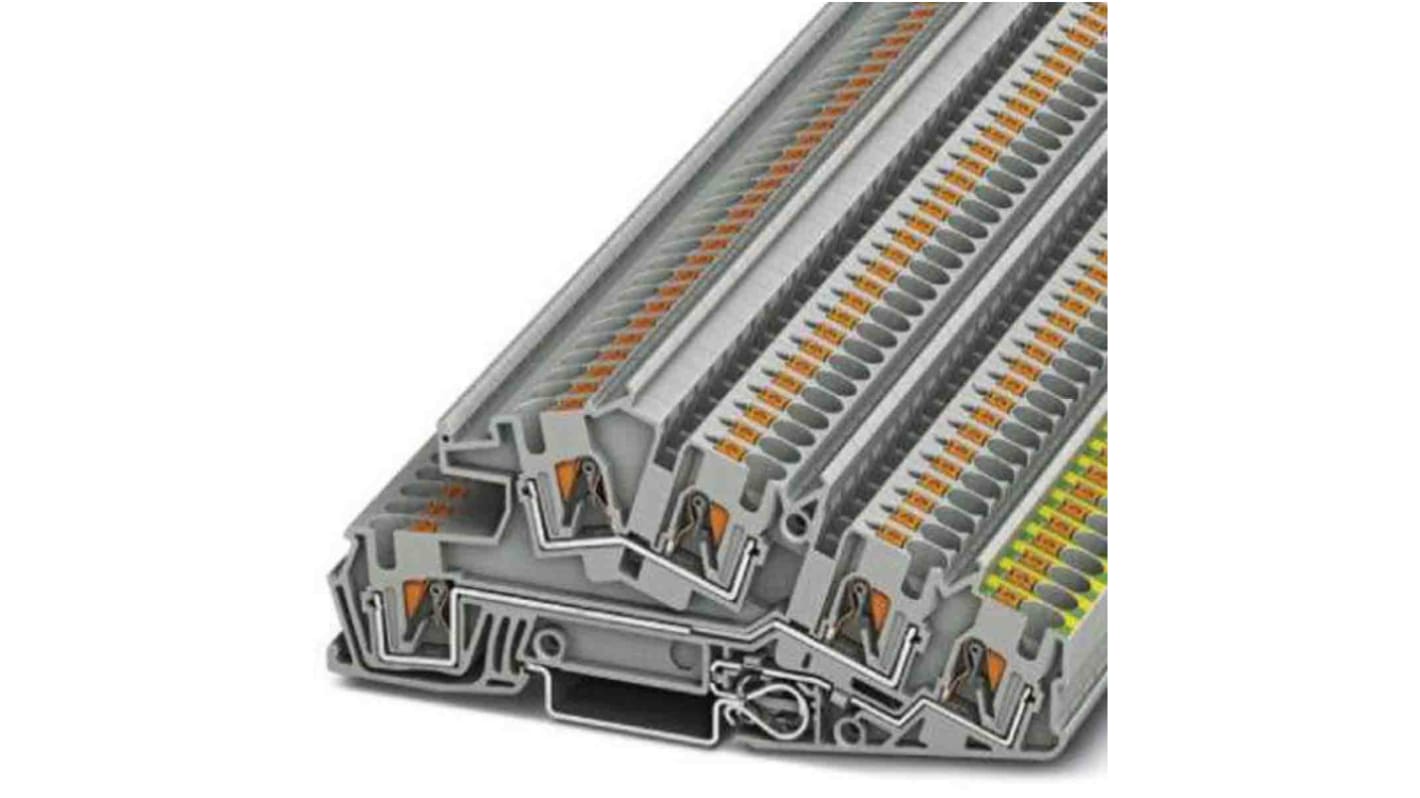 Phoenix Contact Grey DIN Rail Terminal Block, 0.2 → 6mm², Push In Termination