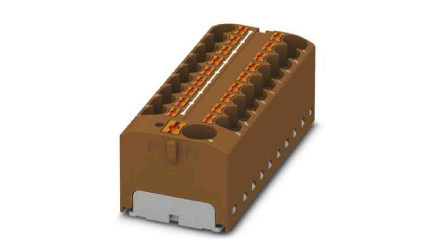 Phoenix Contact Distribution Block, 19 Way, 6mm², 32A, 450 V, Brown