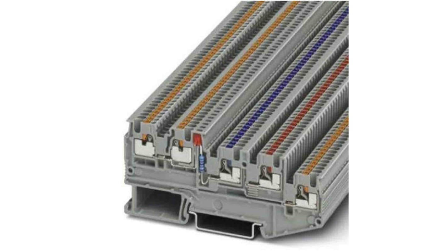 Phoenix Contact PTIO Series Grey DIN Rail Terminal Block, 1.5mm², Push In Termination