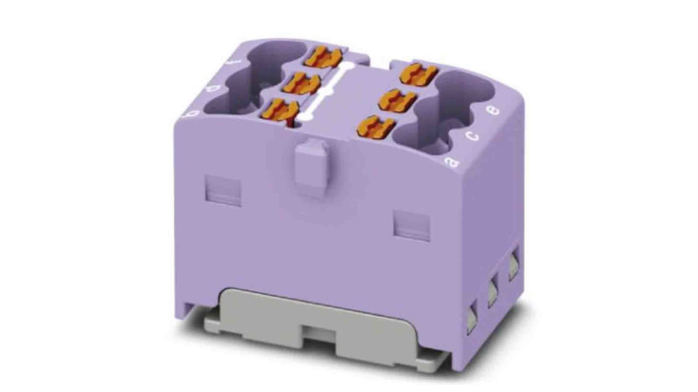 Phoenix Contact Distribution Block, 6 Way, 2.5mm², 17.5A, 450 V, Violet