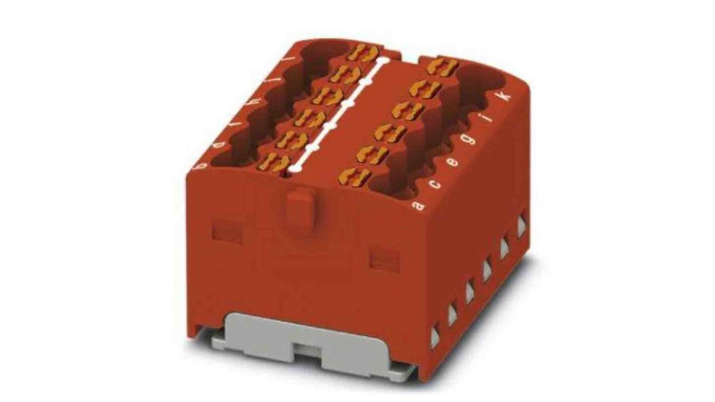 Phoenix Contact Distribution Block, 12 Way, 2.5mm², 17.5A, 450 V, Red