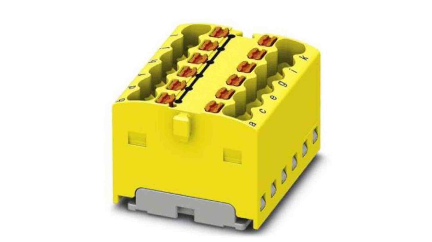 Phoenix Contact Distribution Block, 12 Way, 2.5mm², 17.5A, 450 V, Yellow