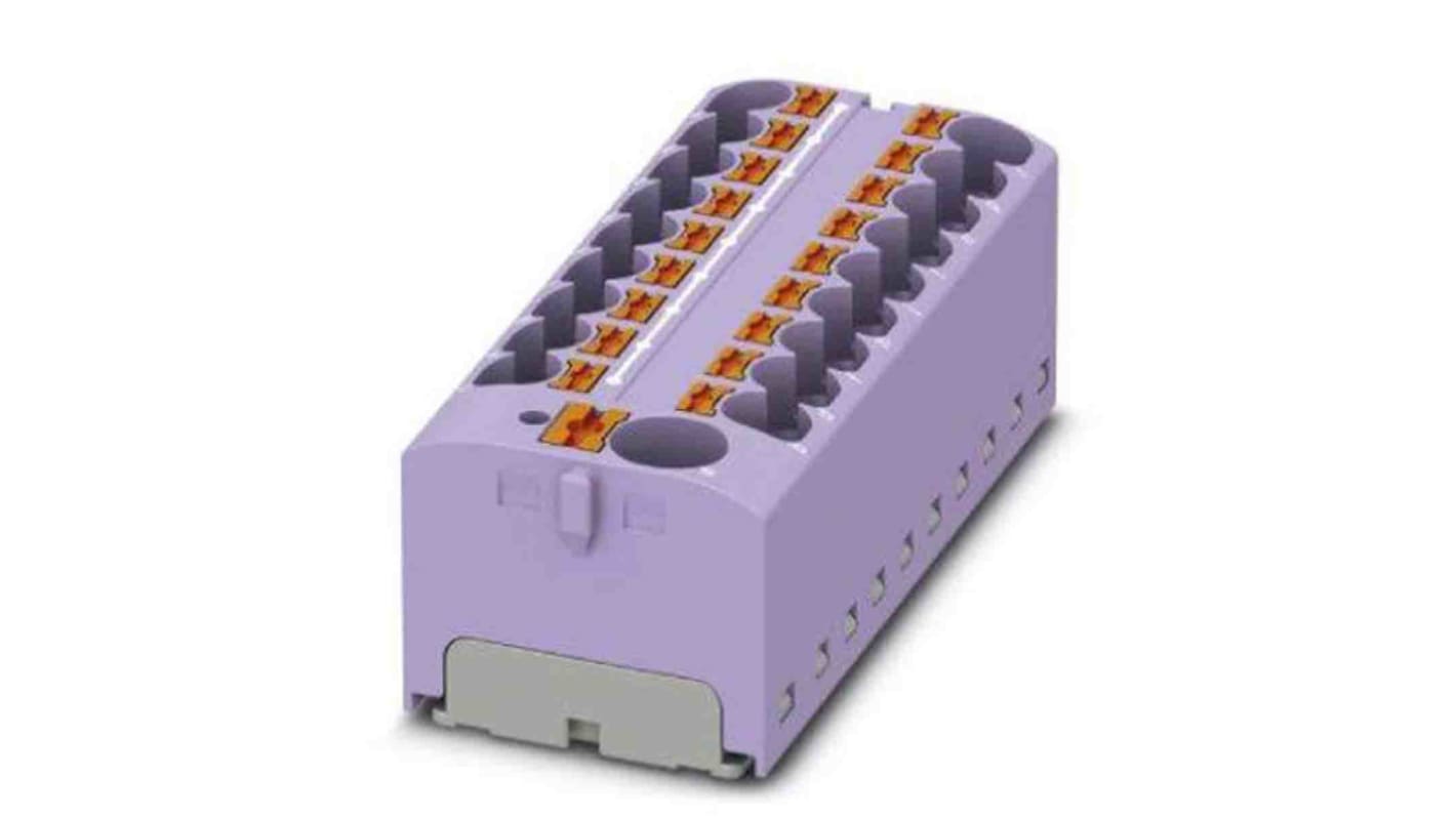 Phoenix Contact Distribution Block, 19 Way, 6mm², 32A, 450 V, Violet