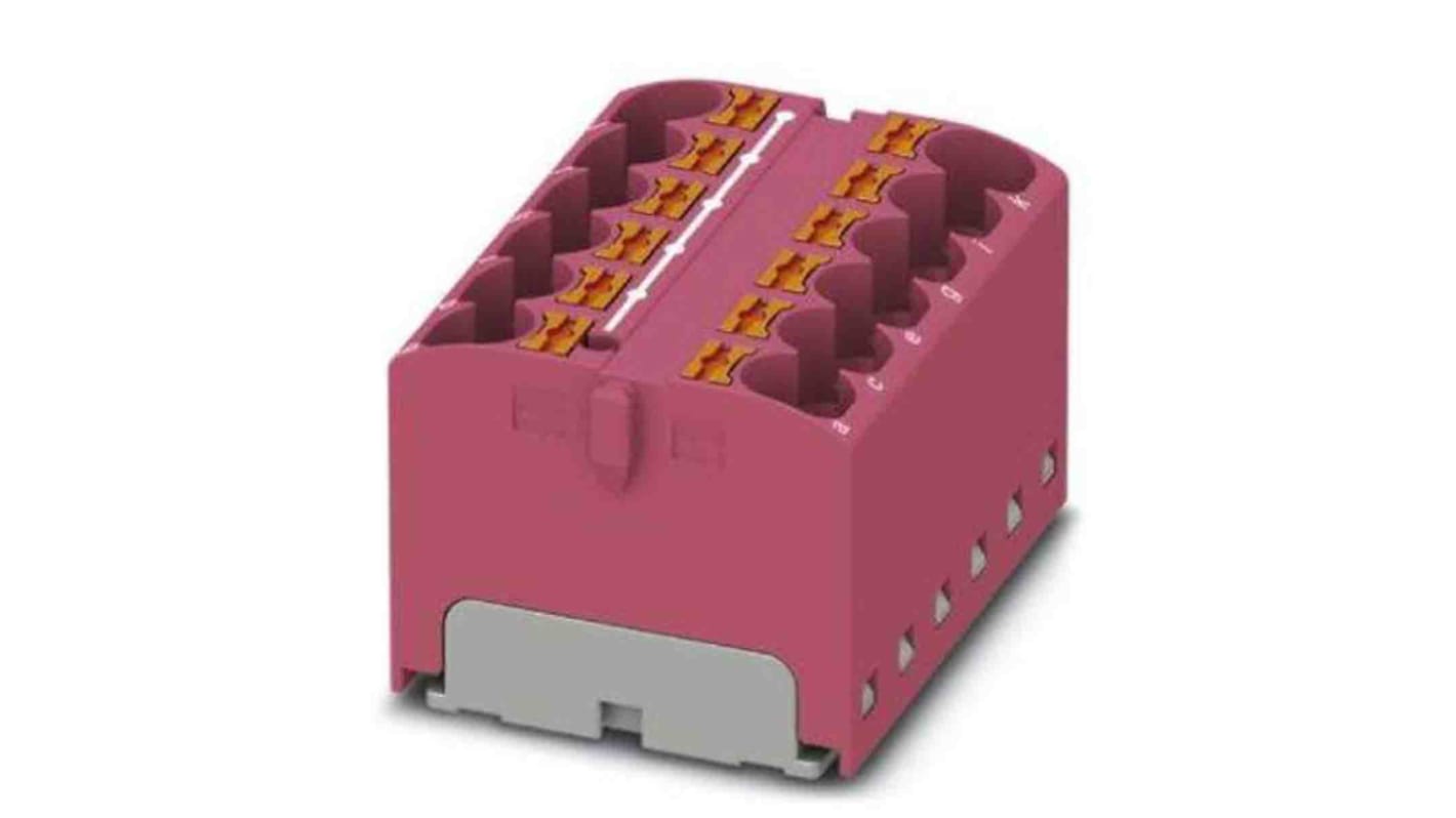 Phoenix Contact Distribution Block, 12 Way, 6mm², 32A, 450 V, Pink