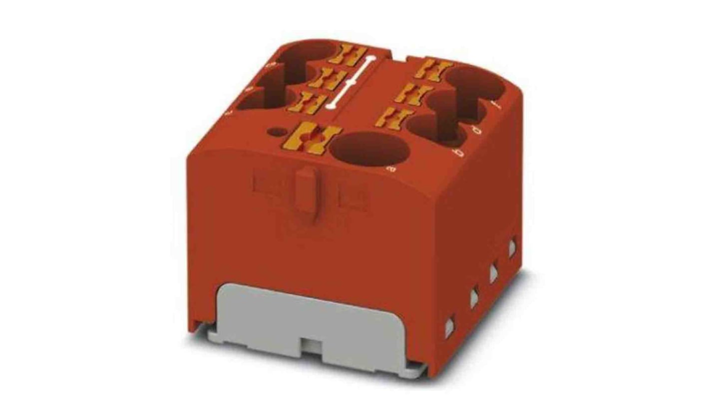 Phoenix Contact Distribution Block, 7 Way, 6mm², 32A, 450 V, Red