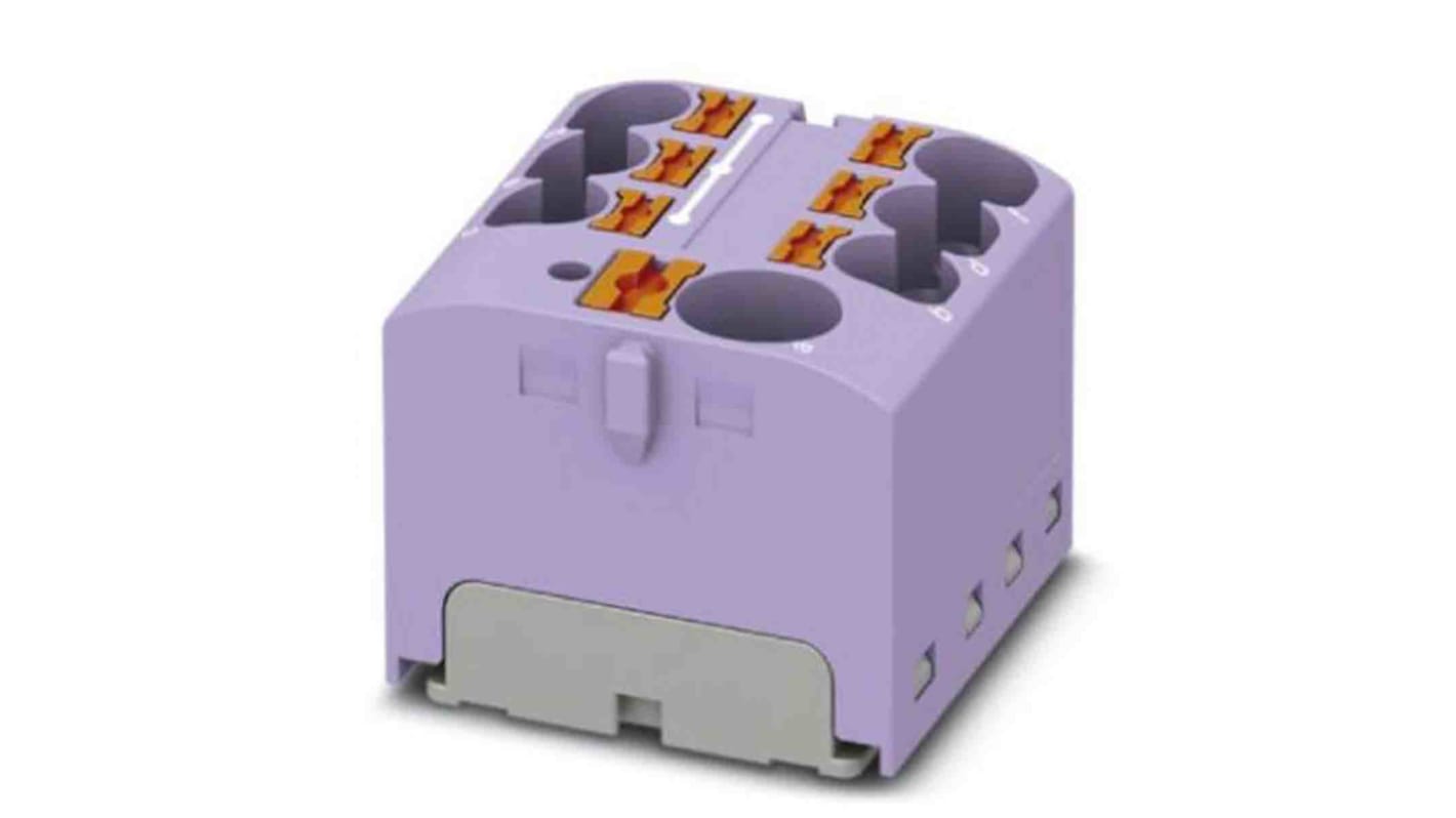 Phoenix Contact Distribution Block, 7 Way, 6mm², 32A, 450 V, Violet