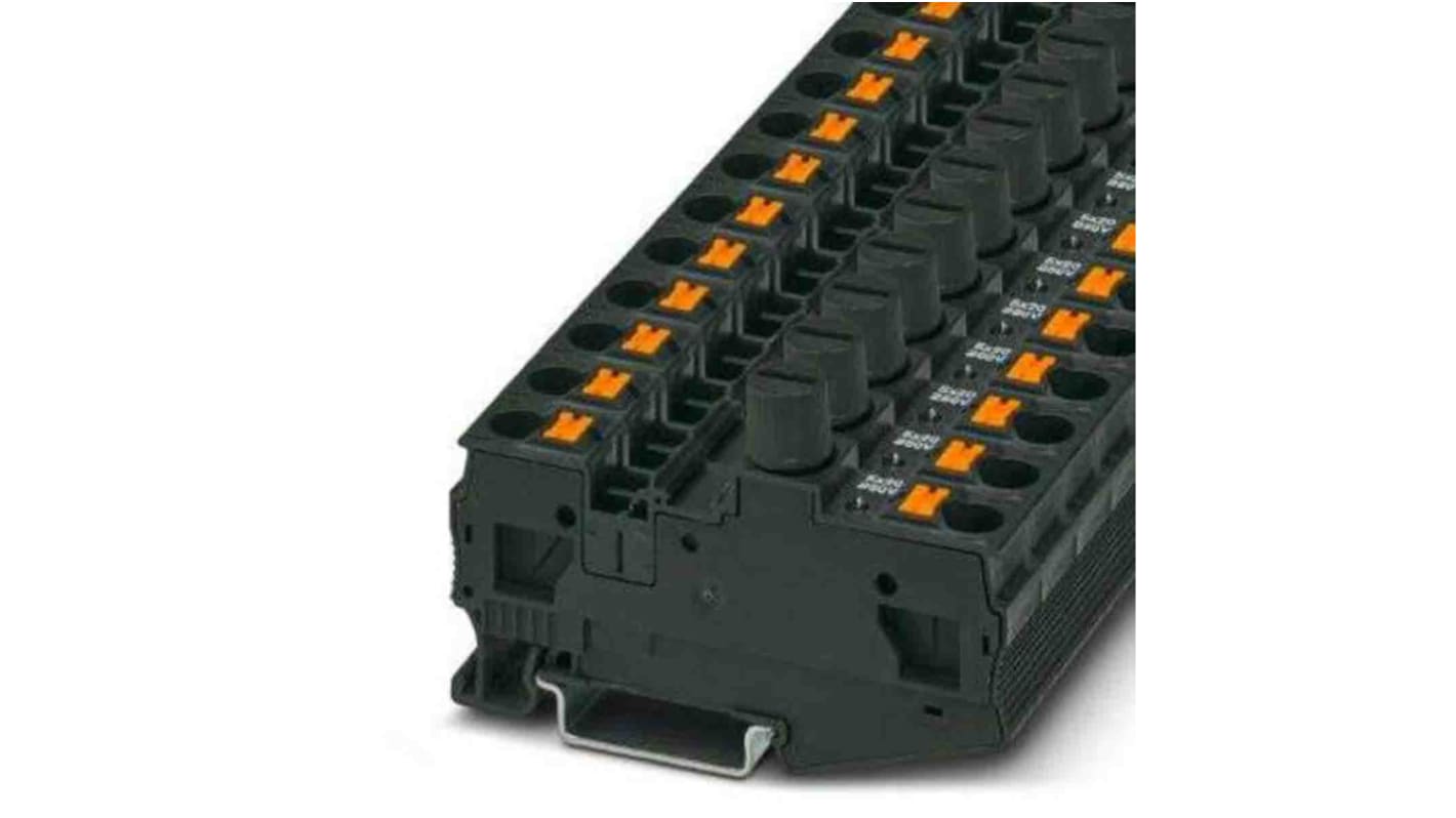 Phoenix Contact PT Series Black DIN Rail Terminal Block, Single-Level