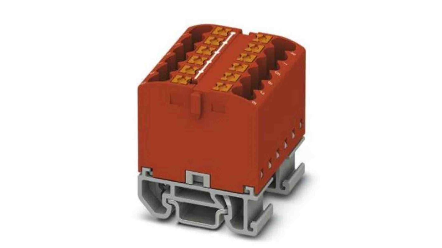 Phoenix Contact Distribution Block, 12 Way, 4mm², 24A, 690 V, Red