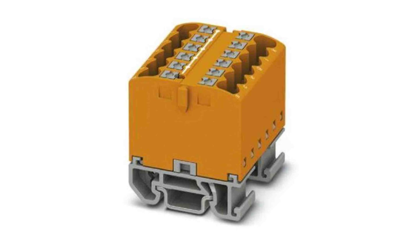 Bloc de distribution Phoenix Contact 12 voies, raccordement Enfichable, section de fils 12 AWG, 24A, 690 V