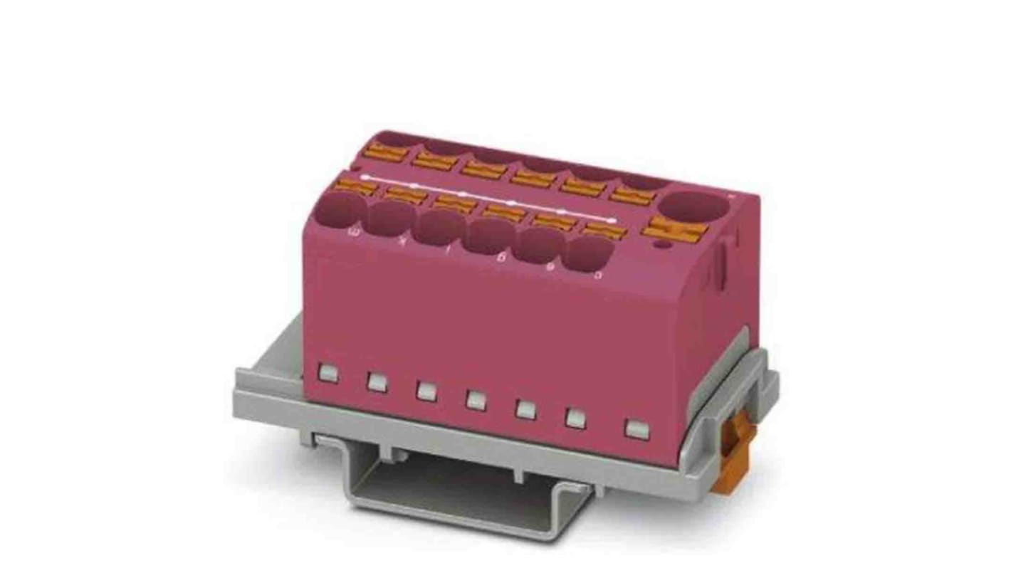 Phoenix Contact Distribution Block, 13 Way, 0.2 → 6mm², 32A, 800 V, Pink