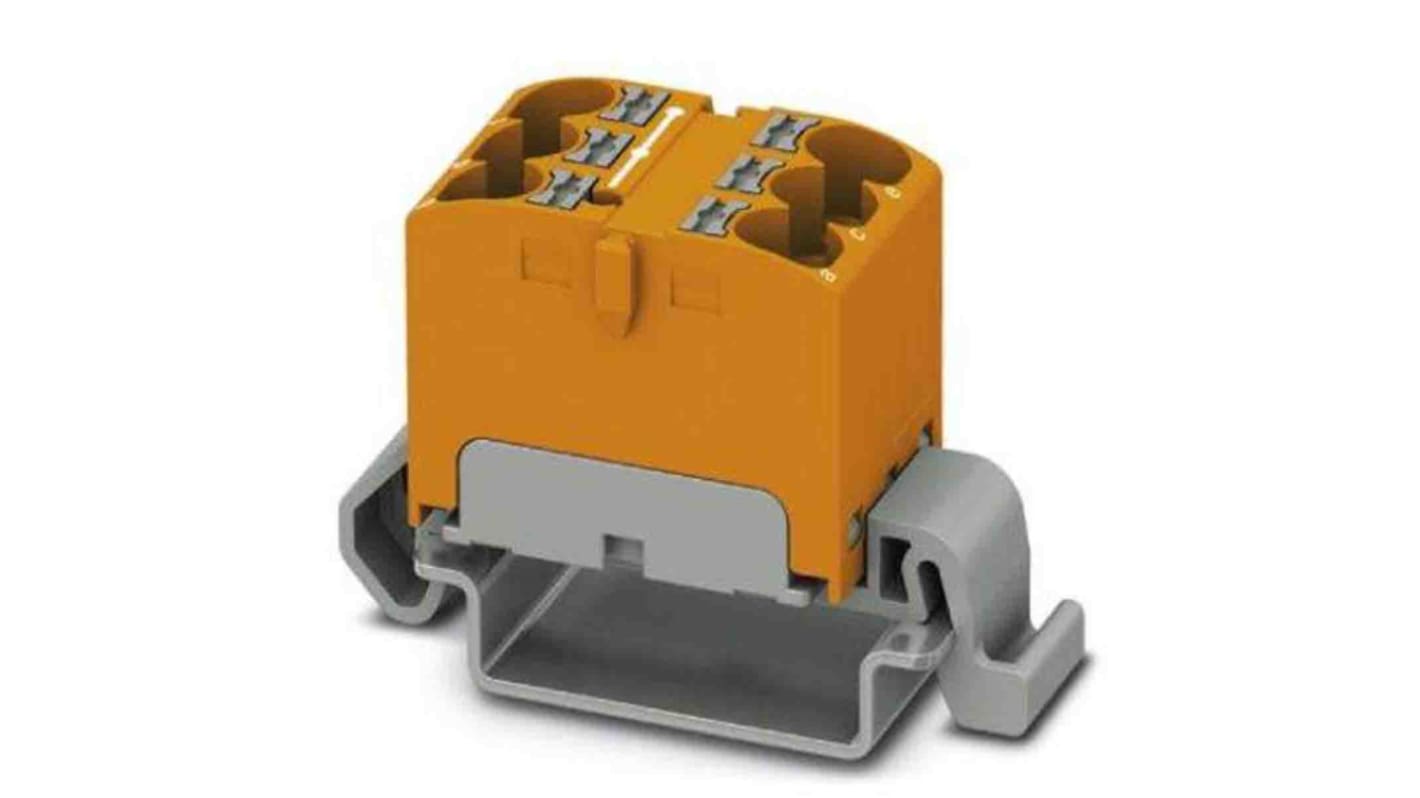 Phoenix Contact Distribution Block, 6 Way, 0.2 → 6mm², 32A, 800 V, Orange