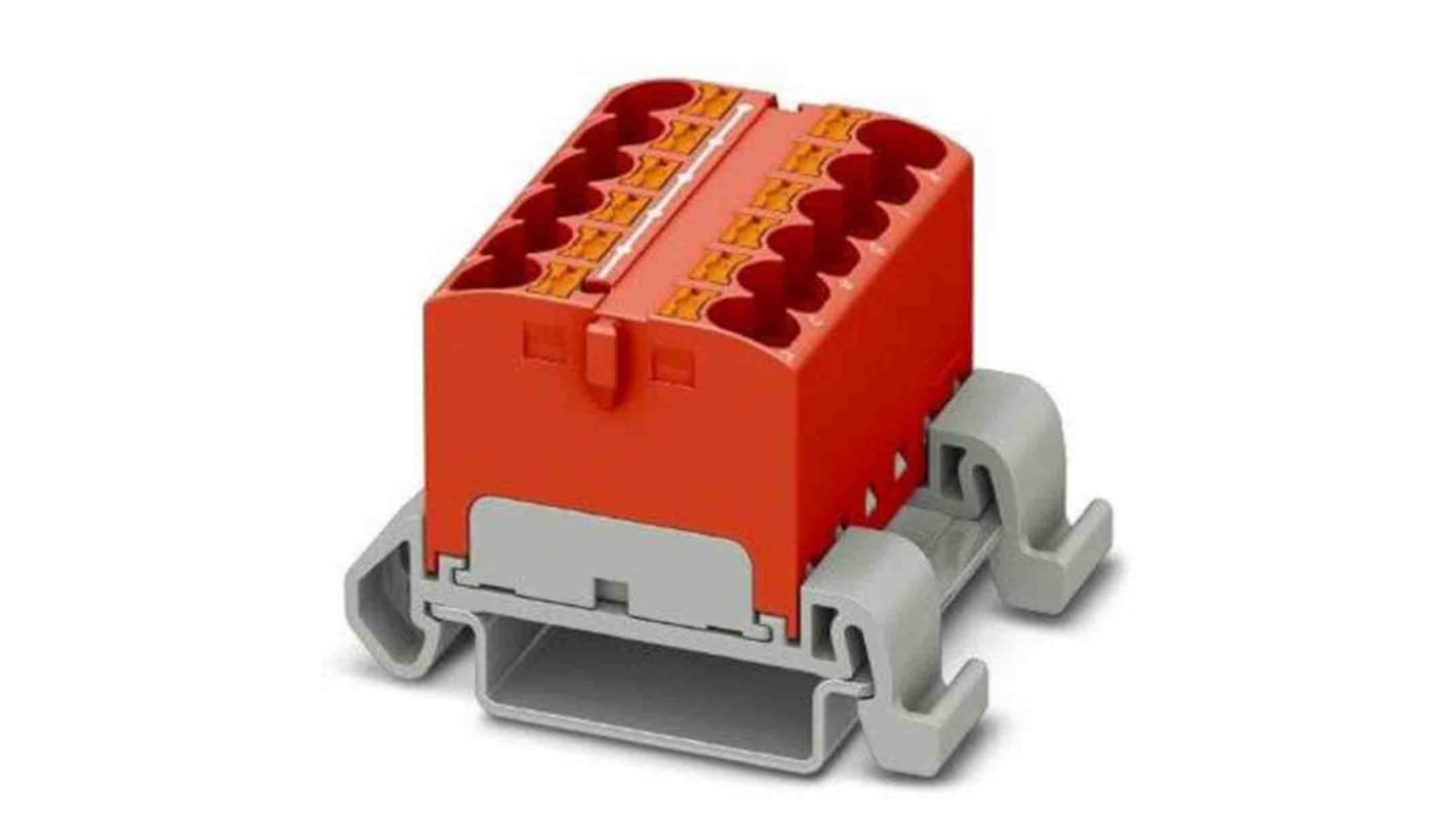 Phoenix Contact Distribution Block, 12 Way, 0.2 → 6mm², 32A, 800 V, Red