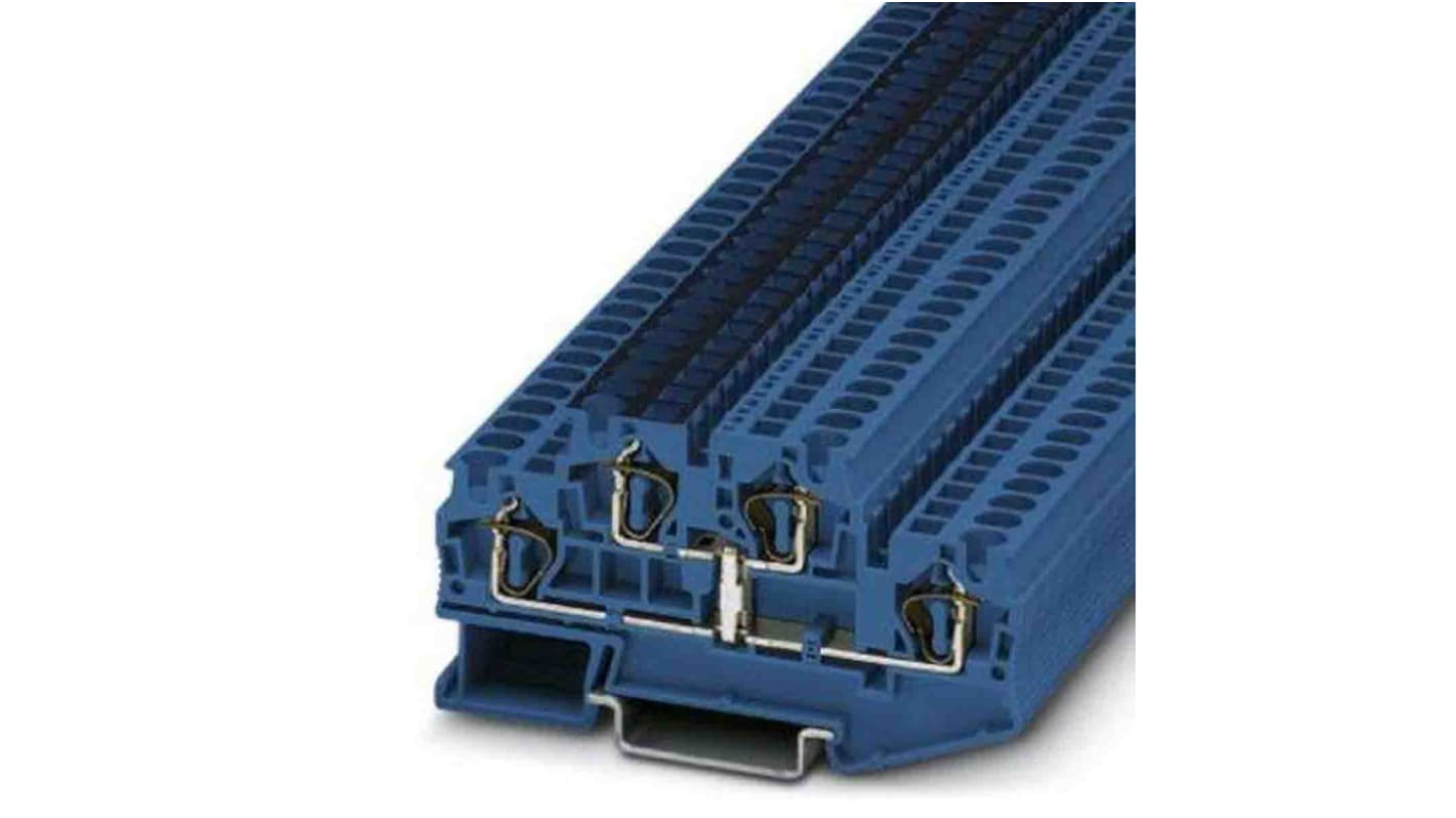 Phoenix Contact STTB Series Blue Double Level Terminal Block, Spring Clamp Termination