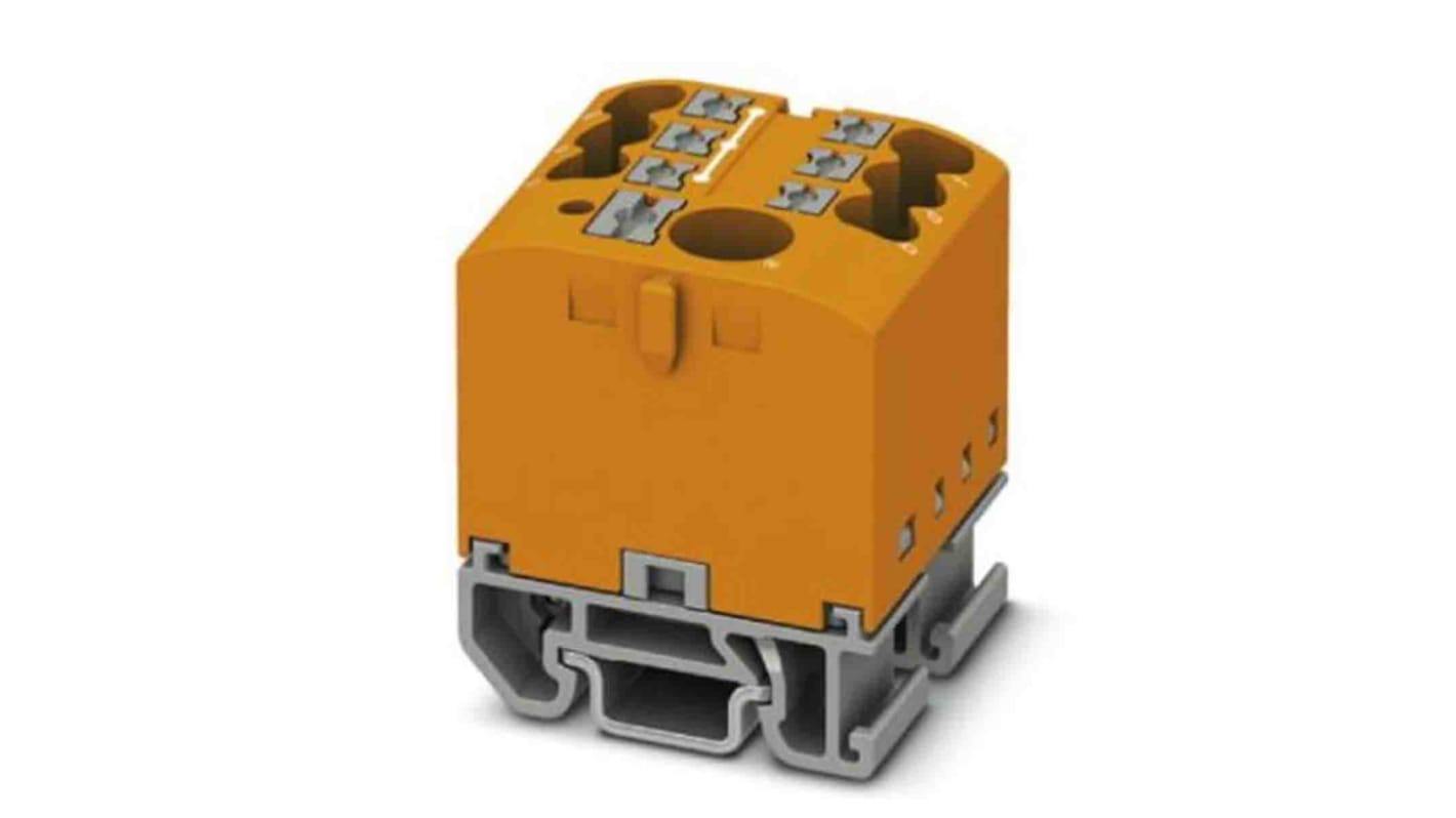 Phoenix Contact Distribution Block, 7 Way, 4mm², 24A, 690 V, Orange