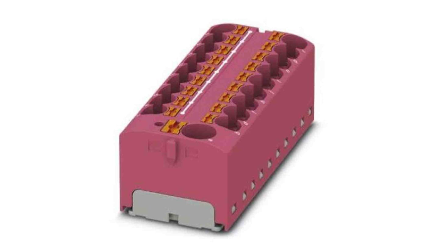 Phoenix Contact Distribution Block, 19 Way, 6mm², 32A, 450 V, Pink