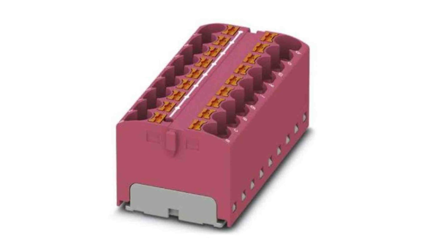 Phoenix Contact Distribution Block, 18 Way, 6mm², 32A, 450 V, Pink