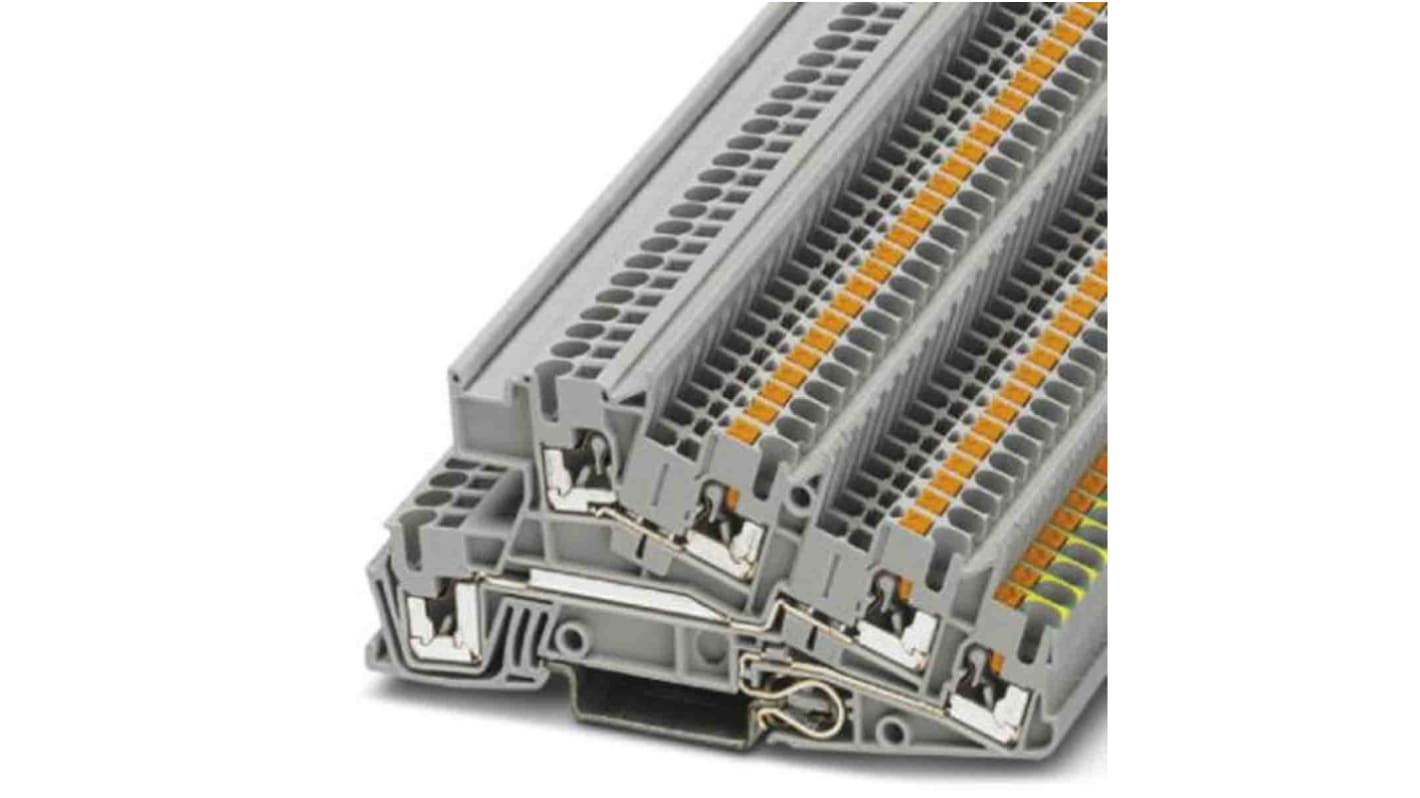 Phoenix Contact Grey DIN Rail Terminal Block, 0.14 → 4mm², Push In Termination