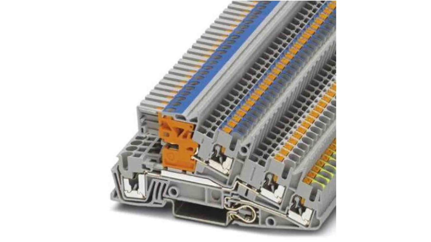 Phoenix Contact Grey DIN Rail Terminal Block, 0.14 → 4mm², Push In Termination