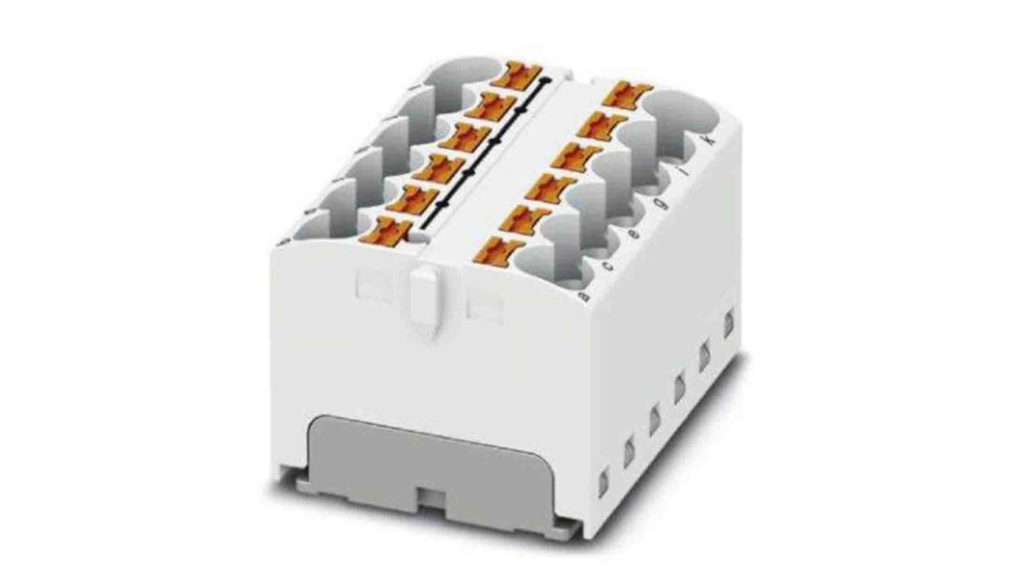 Phoenix Contact Distribution Block, 12 Way, 6mm², 32A, 450 V, White