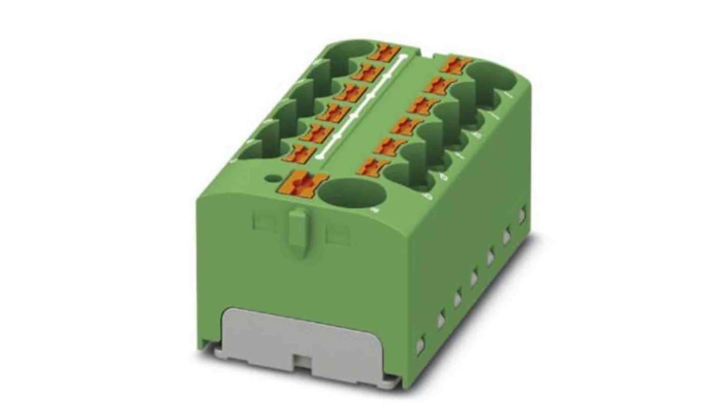 Phoenix Contact Distribution Block, 13 Way, 6mm², 32A, 450 V, Green