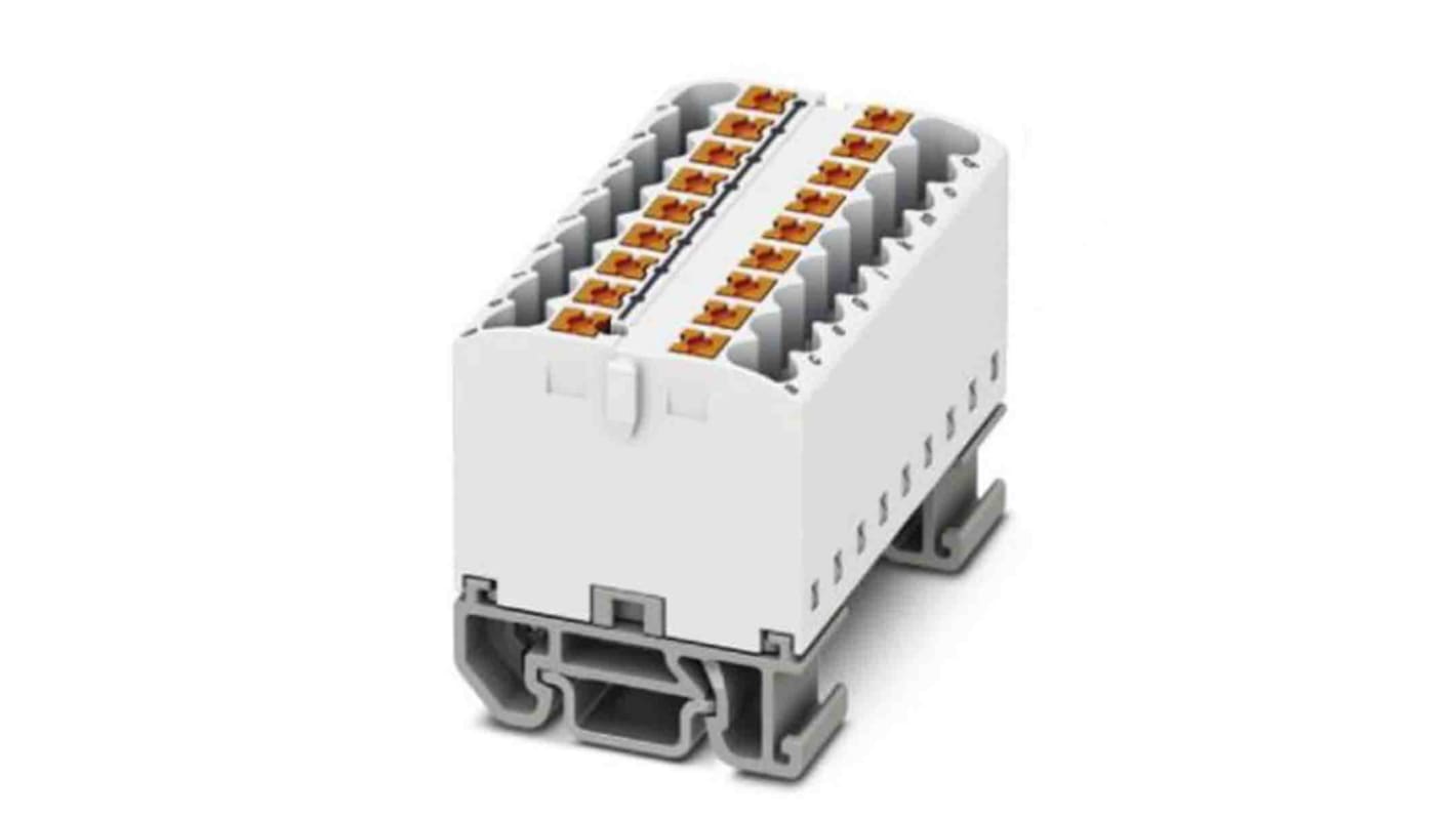 Phoenix Contact Distribution Block, 18 Way, 4mm², 24A, 690 V, White