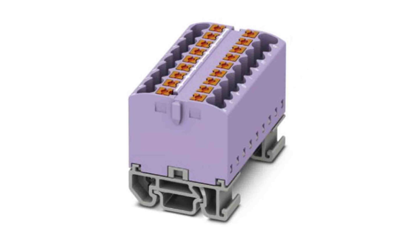 Phoenix Contact Distribution Block, 18 Way, 4mm², 24A, 690 V, Violet