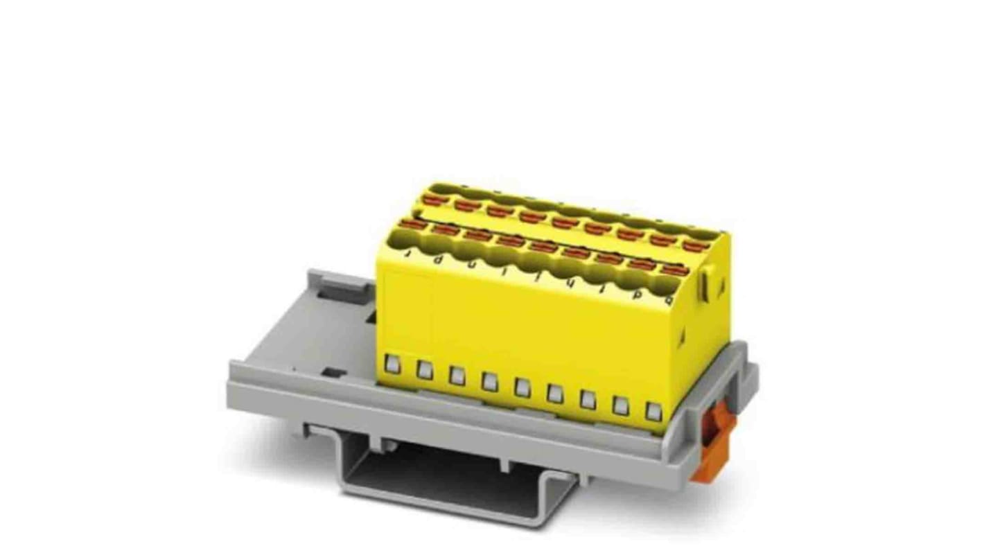 Phoenix Contact Distribution Block, 18 Way, 2.5mm², 17.5A, 500 V, Yellow