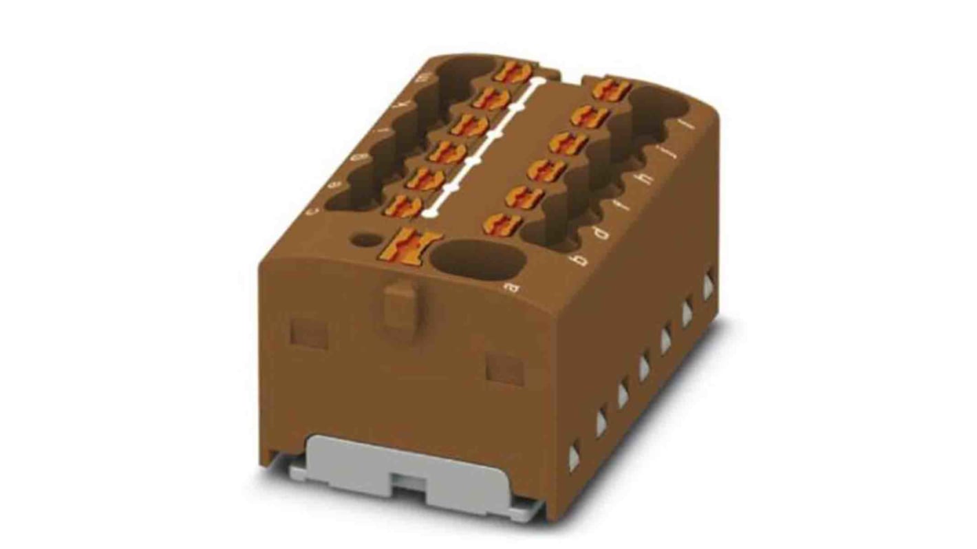 Phoenix Contact Distribution Block, 13 Way, 2.5mm², 17.5A, 450 V, Brown