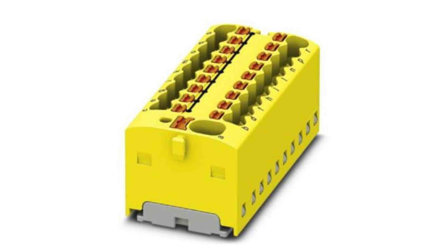 Phoenix Contact Distribution Block, 19 Way, 2.5mm², 17.5A, 450 V, Yellow