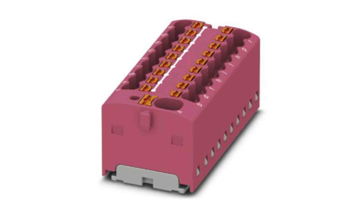 Phoenix Contact Distribution Block, 19 Way, 2.5mm², 17.5A, 450 V, Pink