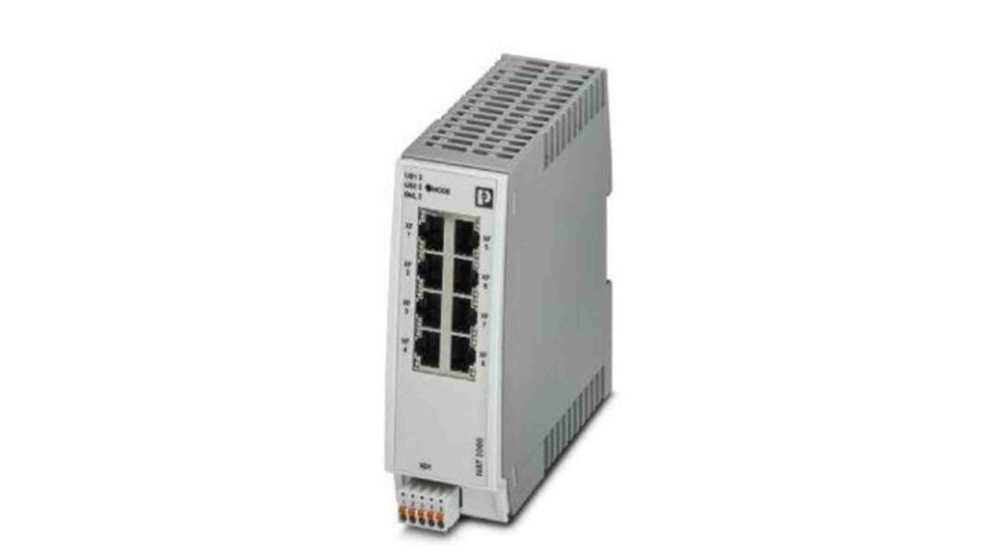 Phoenix Contact FL NAT 2208 Series DIN Rail Mount Ethernet Switch, 8 RJ45 Ports, 100Mbit/s Transmission, 24V dc