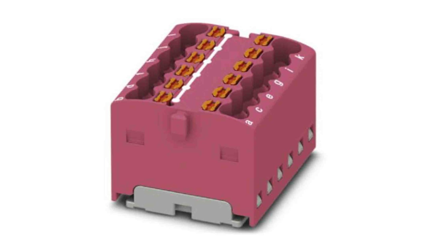 Phoenix Contact Distribution Block, 12 Way, 2.5mm², 17.5A, 450 V, Pink