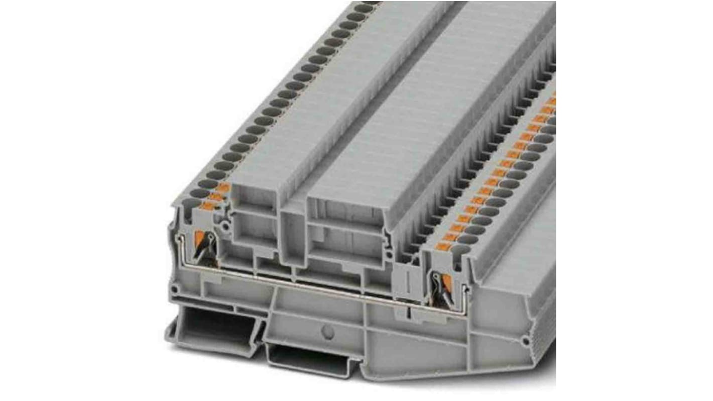 Phoenix Contact PT 4 Series Grey Feed Through Terminal Block, 0.2 → 6mm², Push In Termination