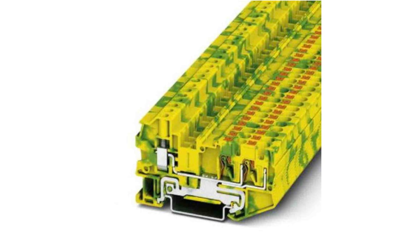 Bloc de mise à la terre 3 voies , raccordement Enfichable, 24→ 12 AWG, Vert/Jaune