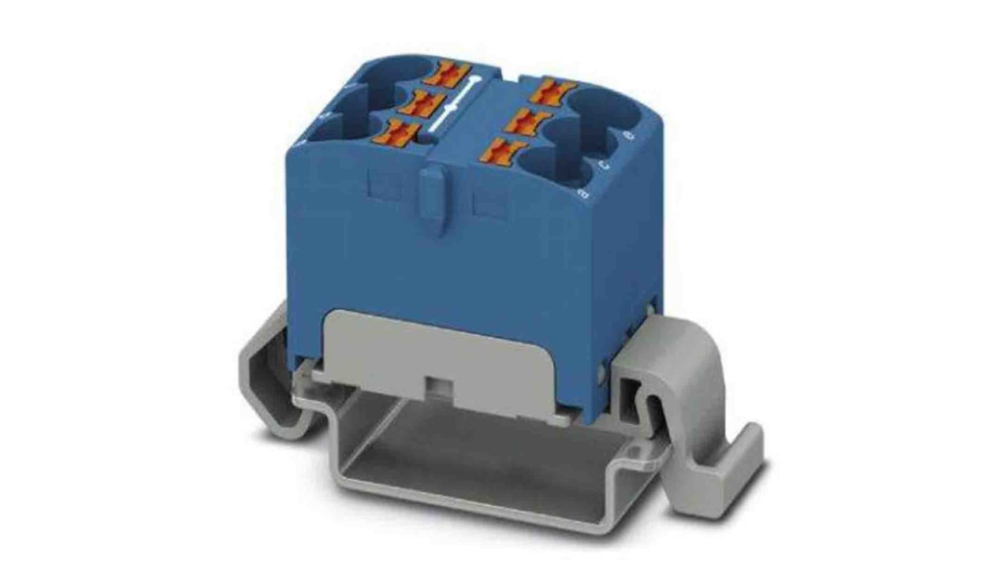 Phoenix Contact Distribution Block, 6 Way, 0.2 → 6mm², 32A, 800 V, Blue