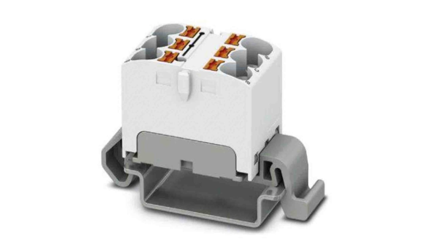 Phoenix Contact Distribution Block, 6 Way, 0.2 → 6mm², 32A, 800 V, White