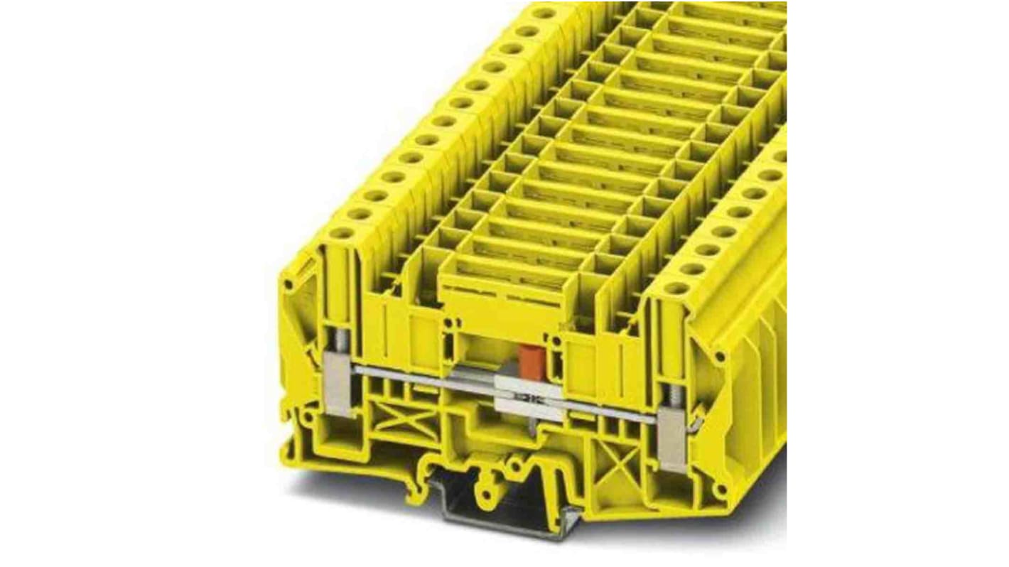 Phoenix Contact UT Series Yellow Disconnect Terminal Block, Screw Termination