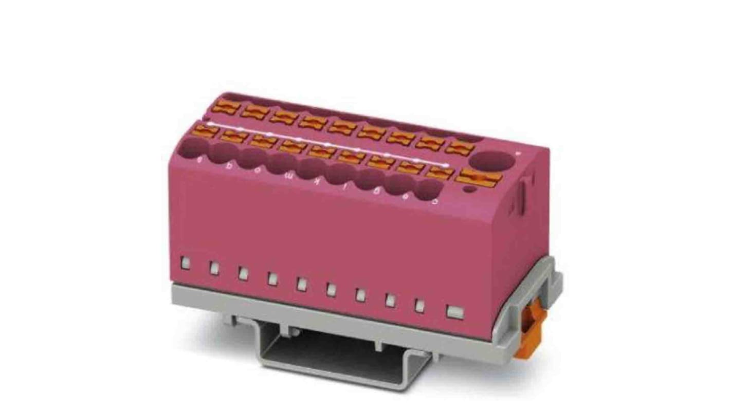 Phoenix Contact Distribution Block, 19 Way, 4mm², 24A, 690 V, Pink