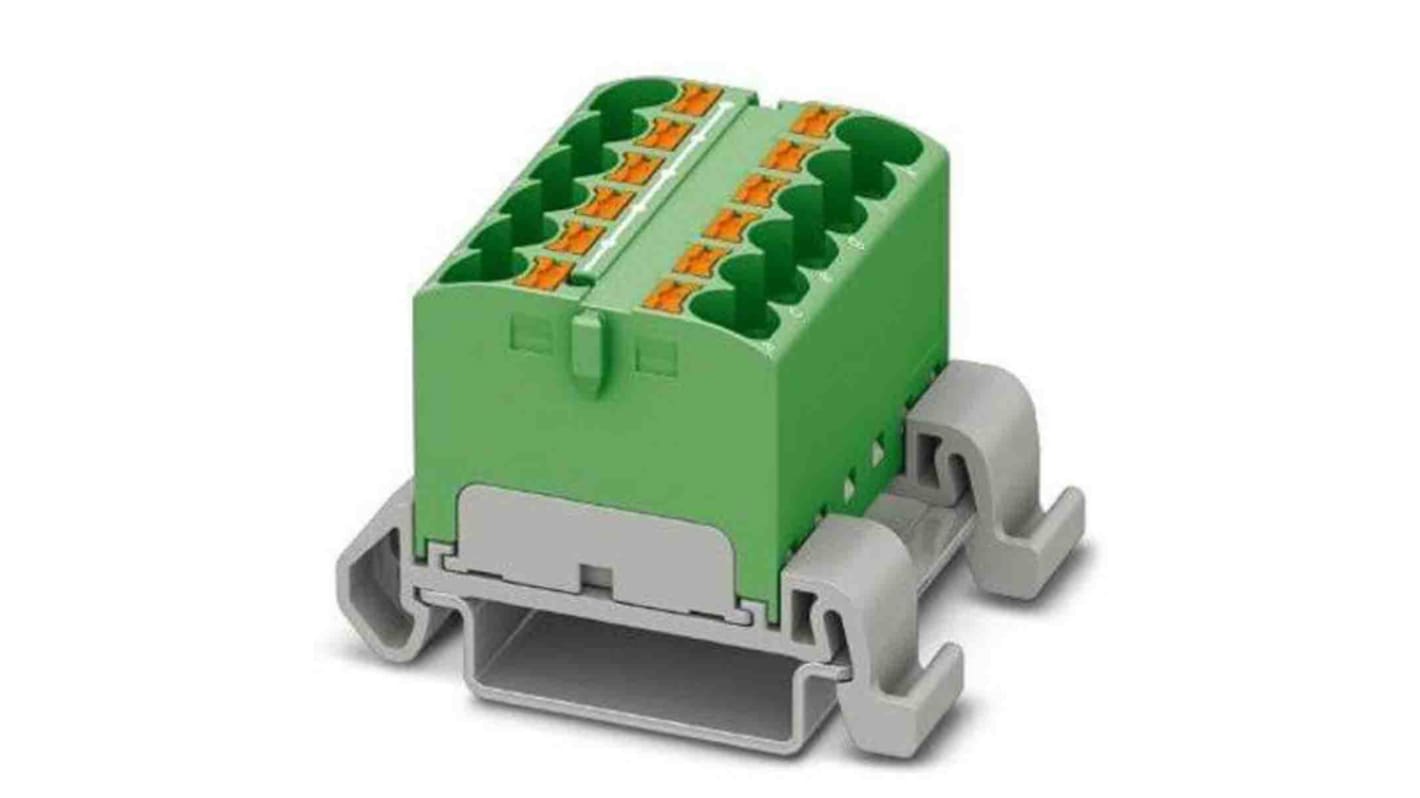 Phoenix Contact Distribution Block, 12 Way, 0.2 → 6mm², 32A, 800 V, Green