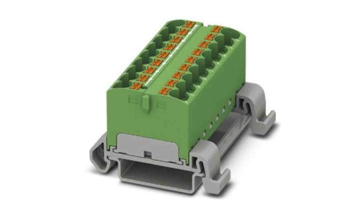 Phoenix Contact Distribution Block, 18 Way, 0.2 → 6mm², 32A, 800 V, Green