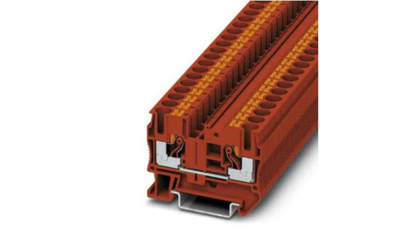 Phoenix Contact PT 6 Series Red Feed Through Terminal Block, 0.5 → 10mm², Push In Termination, ATEX, IECEx