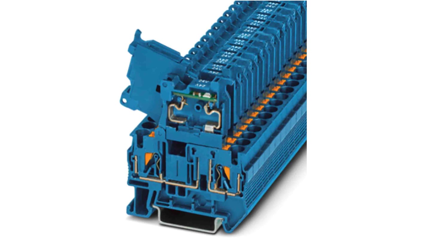 Bloc de jonction rail DIN à fusible Phoenix Contact PT, Bleu